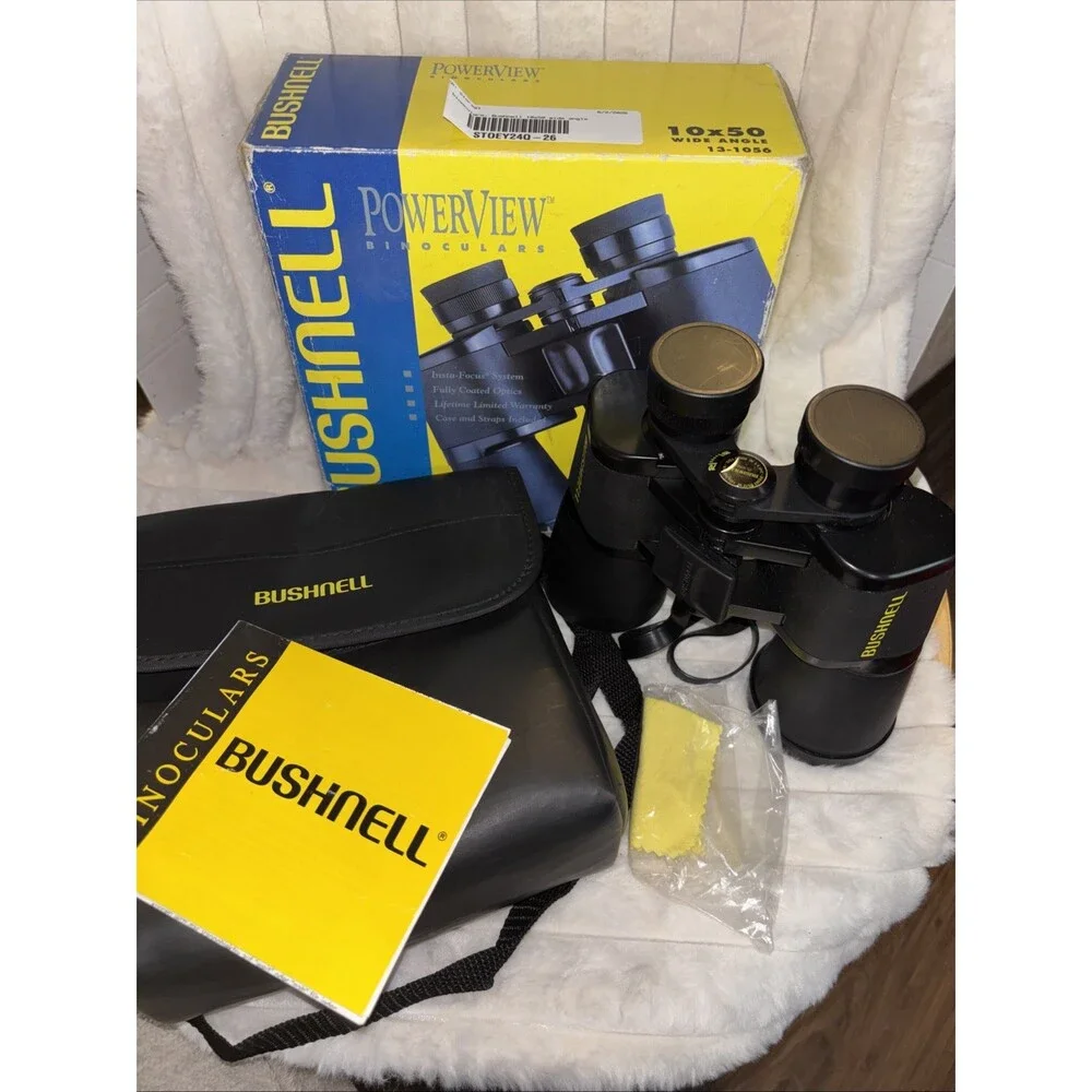 NIB Bushnell PowerView 10x50 Binoculars Wide Angle Insta Focus Lens New In Box
